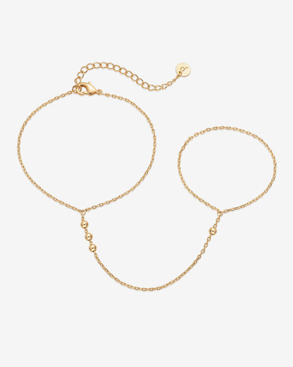 GoldenMuse Dainty Gold Hand Chain Bracelet