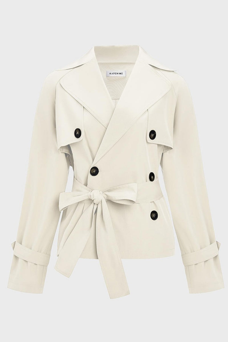 Harlow & Row Cropped Double-Breasted Trench Jacket