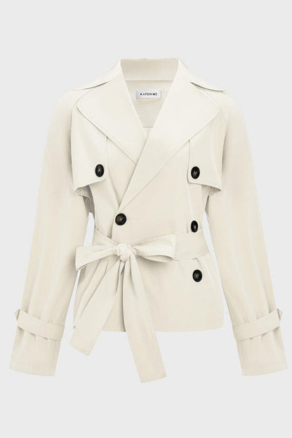 Harlow & Row Cropped Double-Breasted Trench Jacket