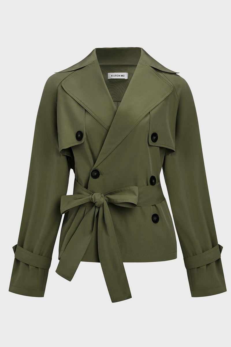 Harlow & Row Cropped Double-Breasted Trench Jacket