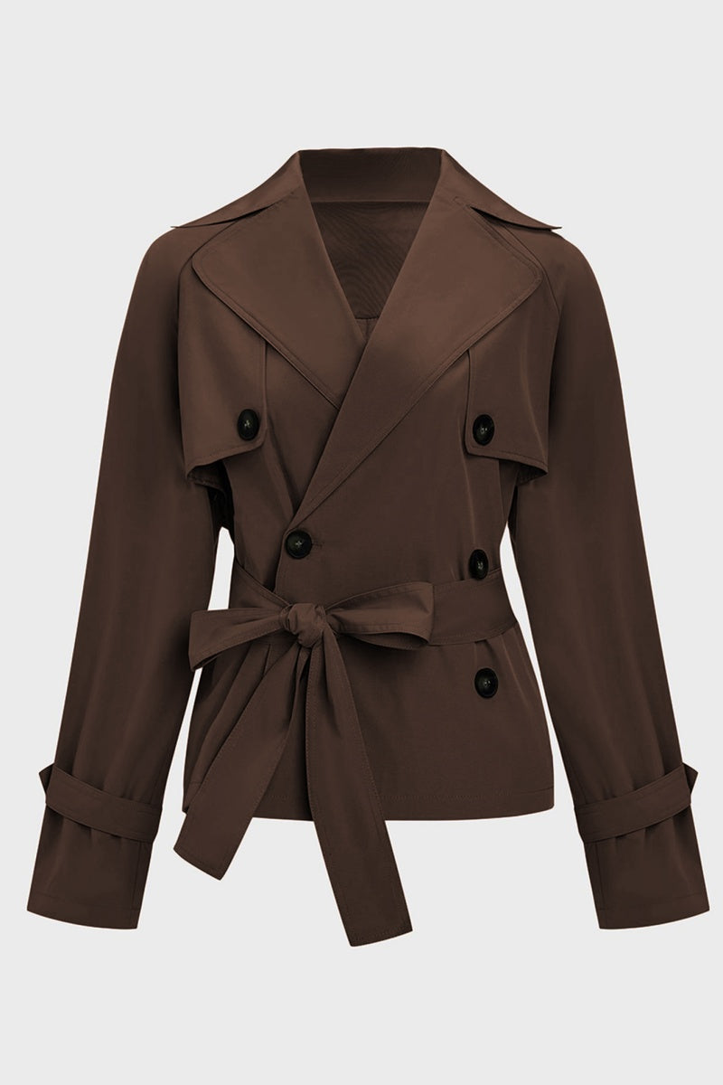 Harlow & Row Cropped Double-Breasted Trench Jacket