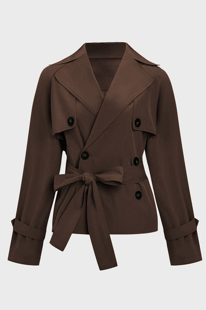 Harlow & Row Cropped Double-Breasted Trench Jacket