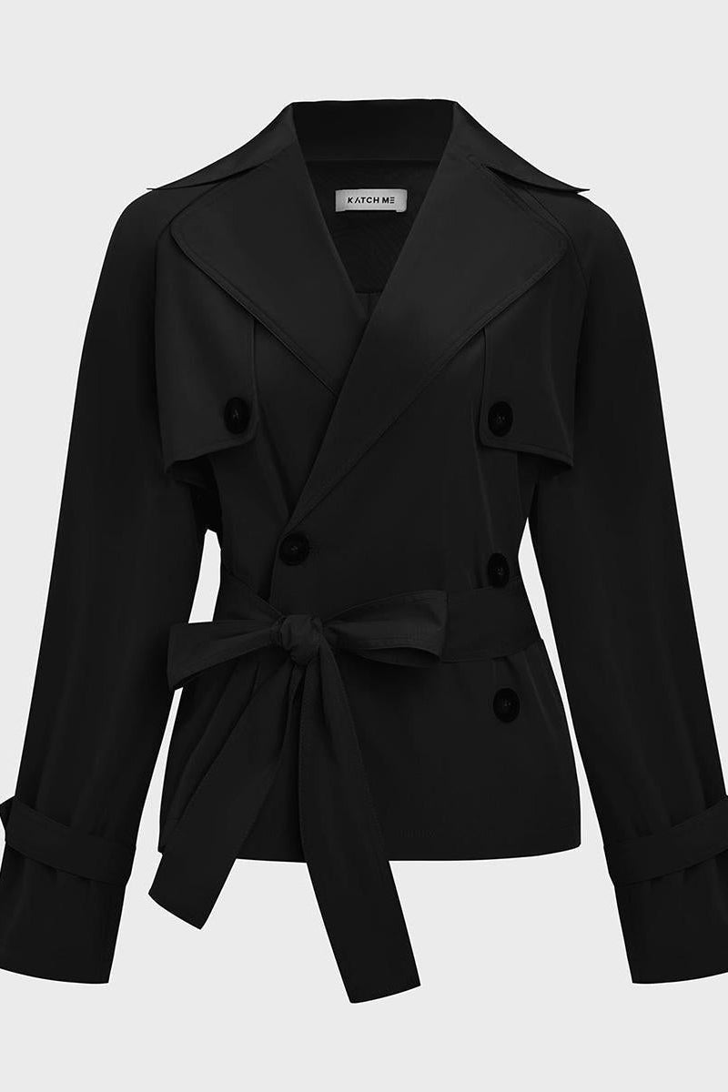 Harlow & Row Cropped Double-Breasted Trench Jacket