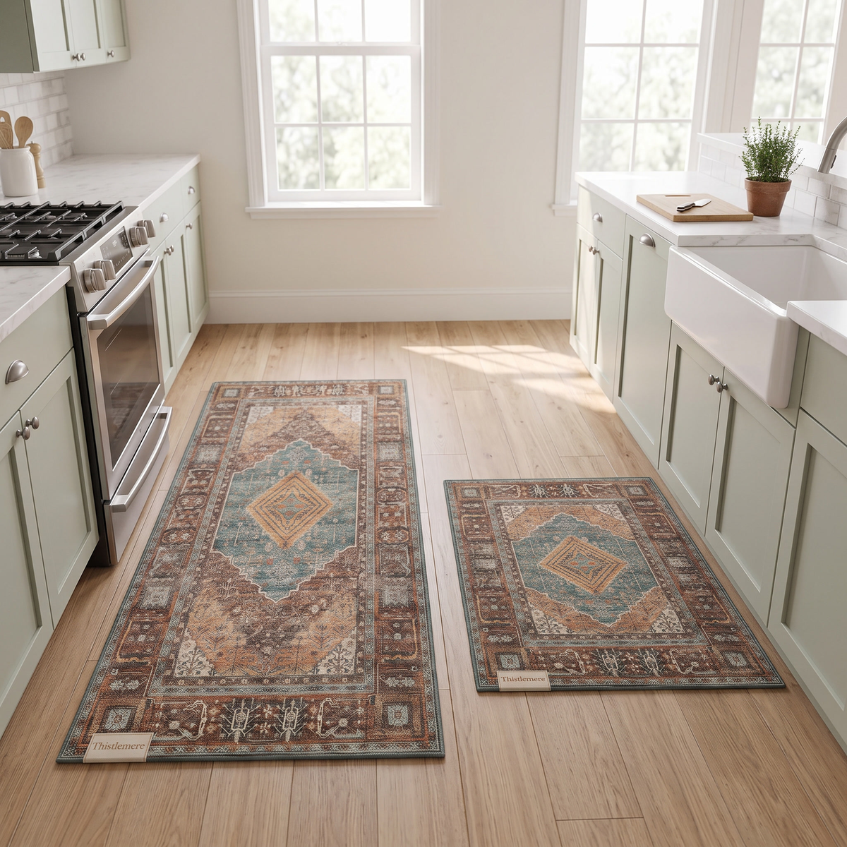 Thistlemere Cushioned Kitchen Rug Set