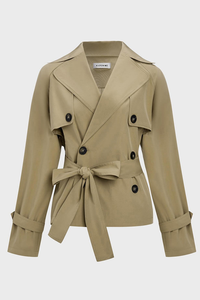 Harlow & Row Cropped Double-Breasted Trench Jacket